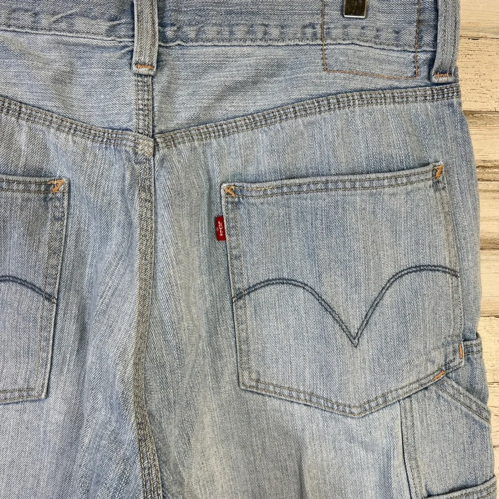 Levis Carpenter Shorts Mens W34 Blue Denim Light Wash  Utility Work Baggy Jorts